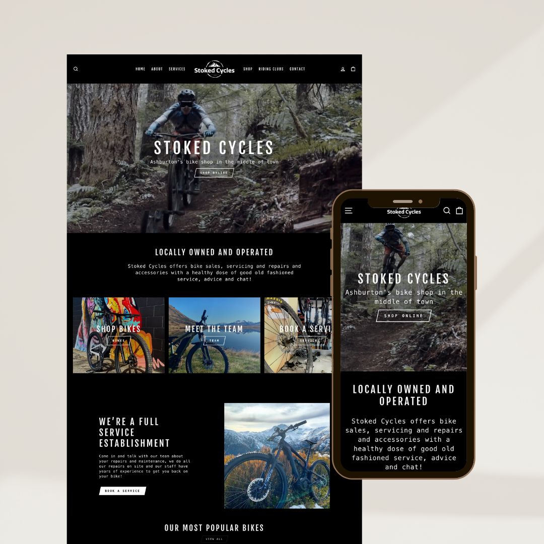 Stoked Cycles website mockup